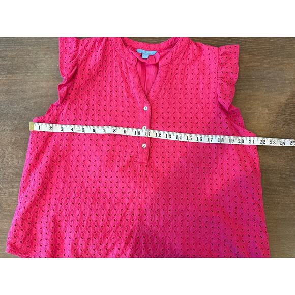 DRAPER JAMES RSVP Fushia Hot Pink Eyelet Shirt Top size XL - Picture 7 of 8